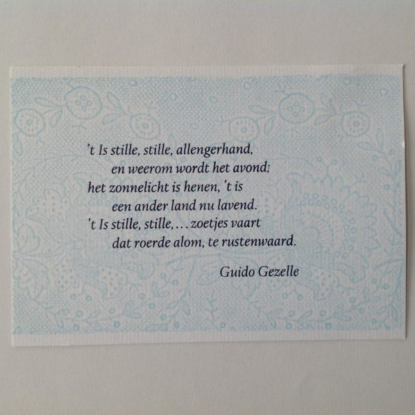Kaart met gedicht Stille van Guido Gezelle