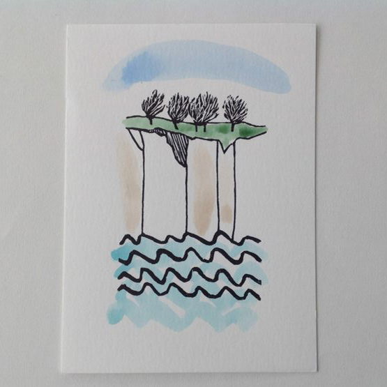 Tekening van de Normandische kust